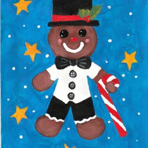 Christmas Gingerbread Man (Boy) Acrylic Painting for kids